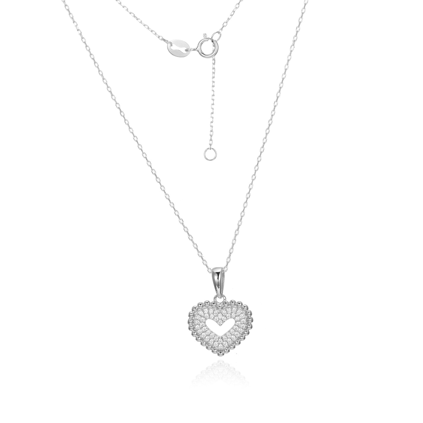 Silver CZ Heart Necklace