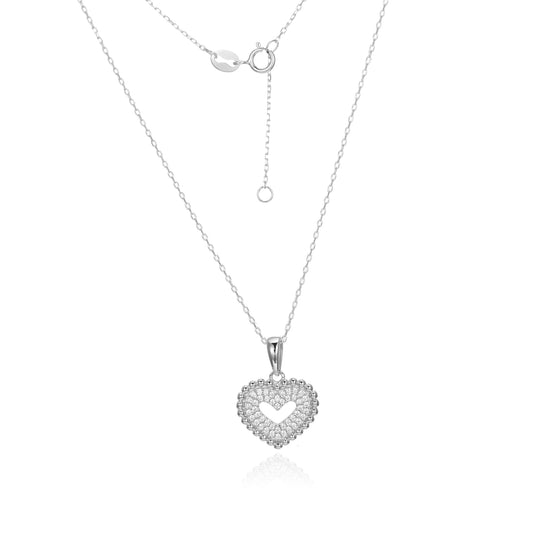 Silver CZ Heart Necklace