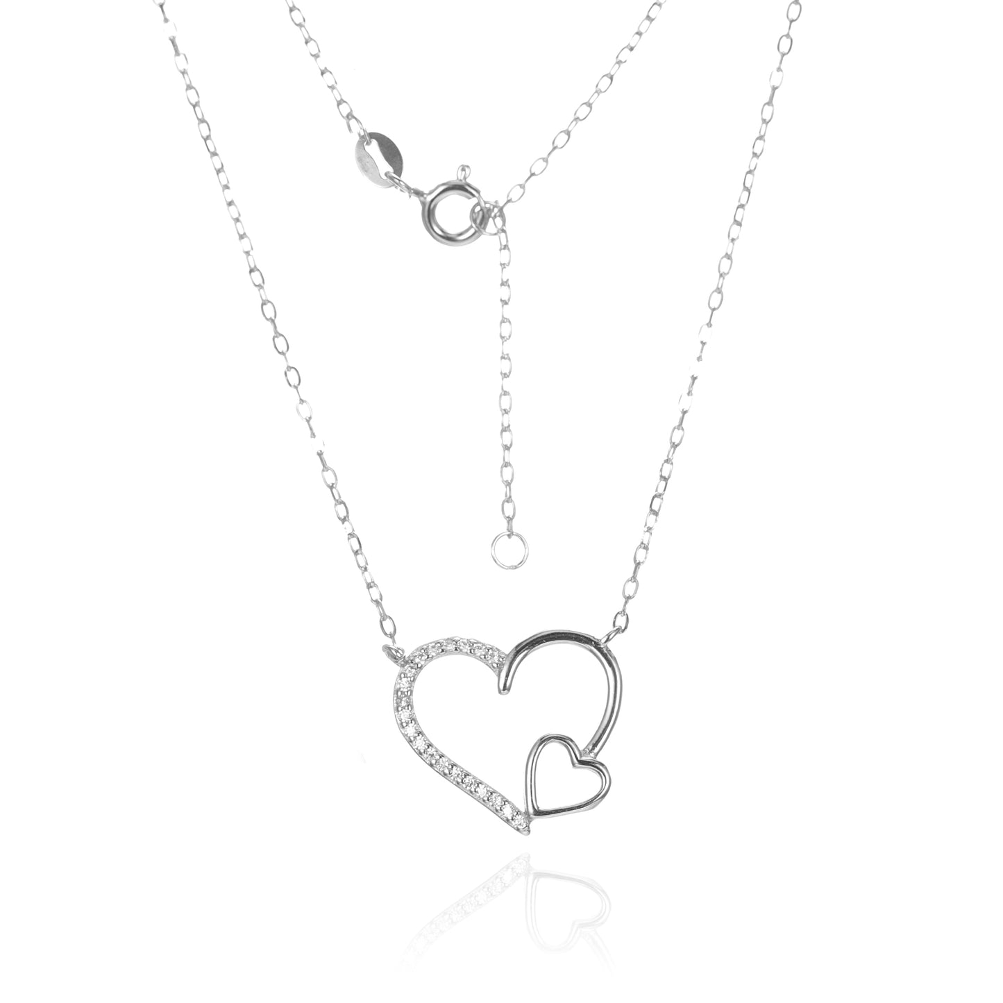 Silver CZ Heart Necklace