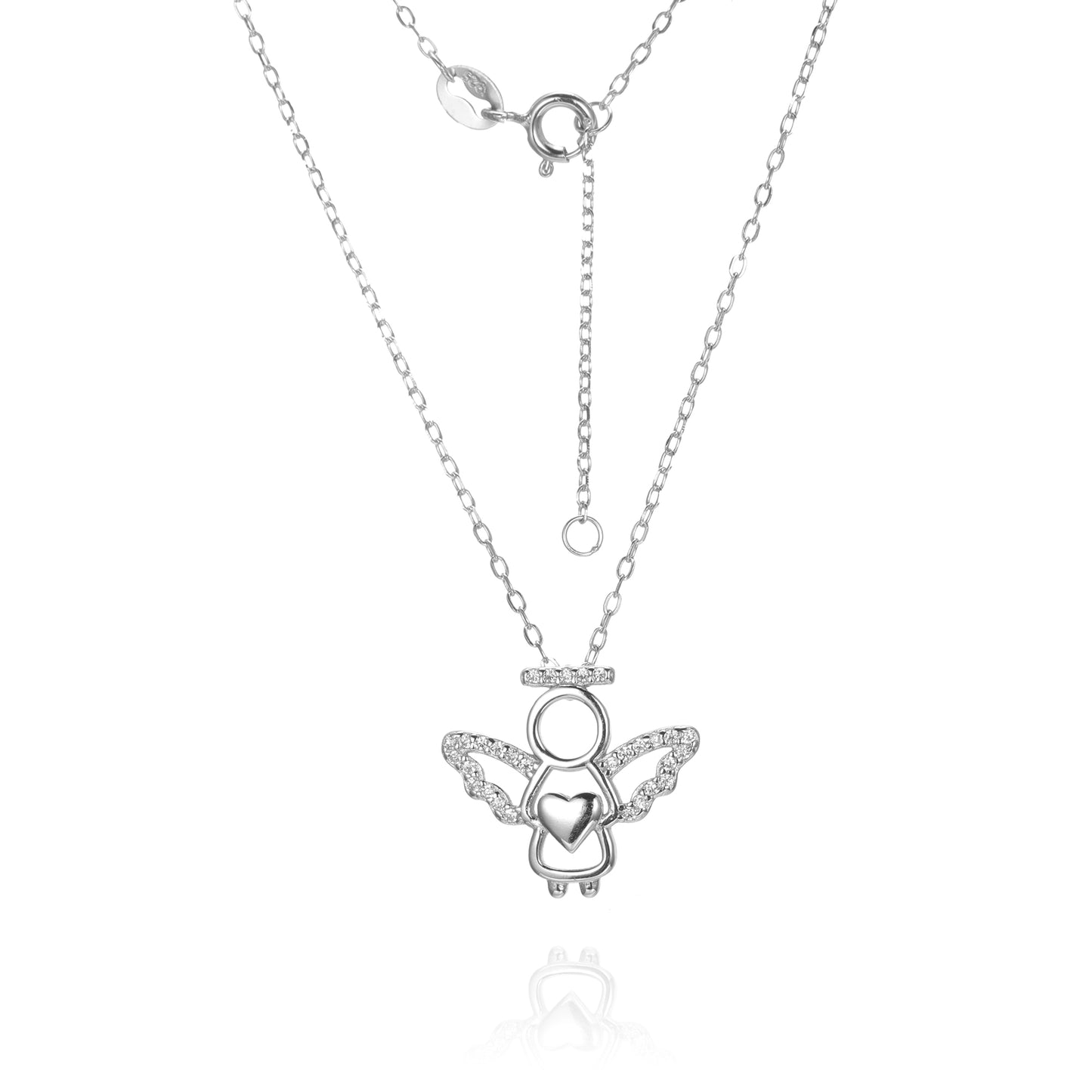 Silver CZ Angel Necklace