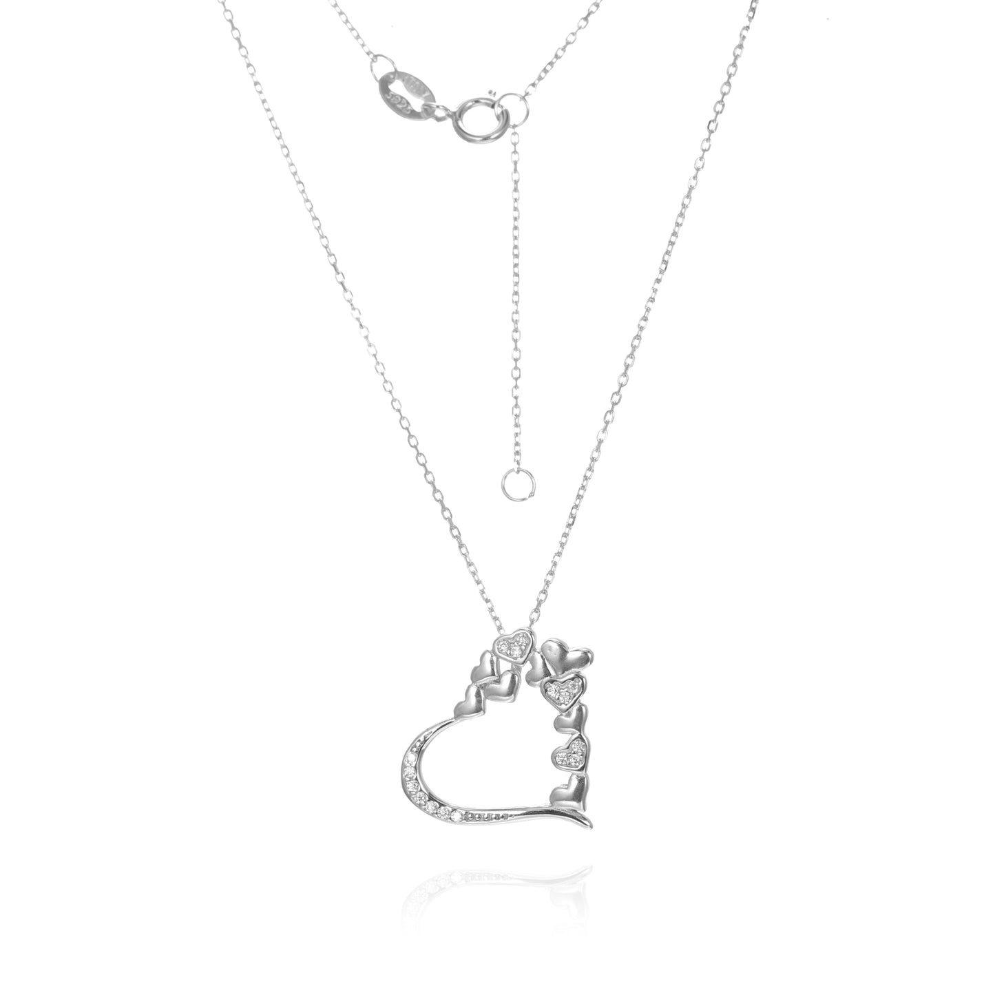 Silver CZ Heart Necklace