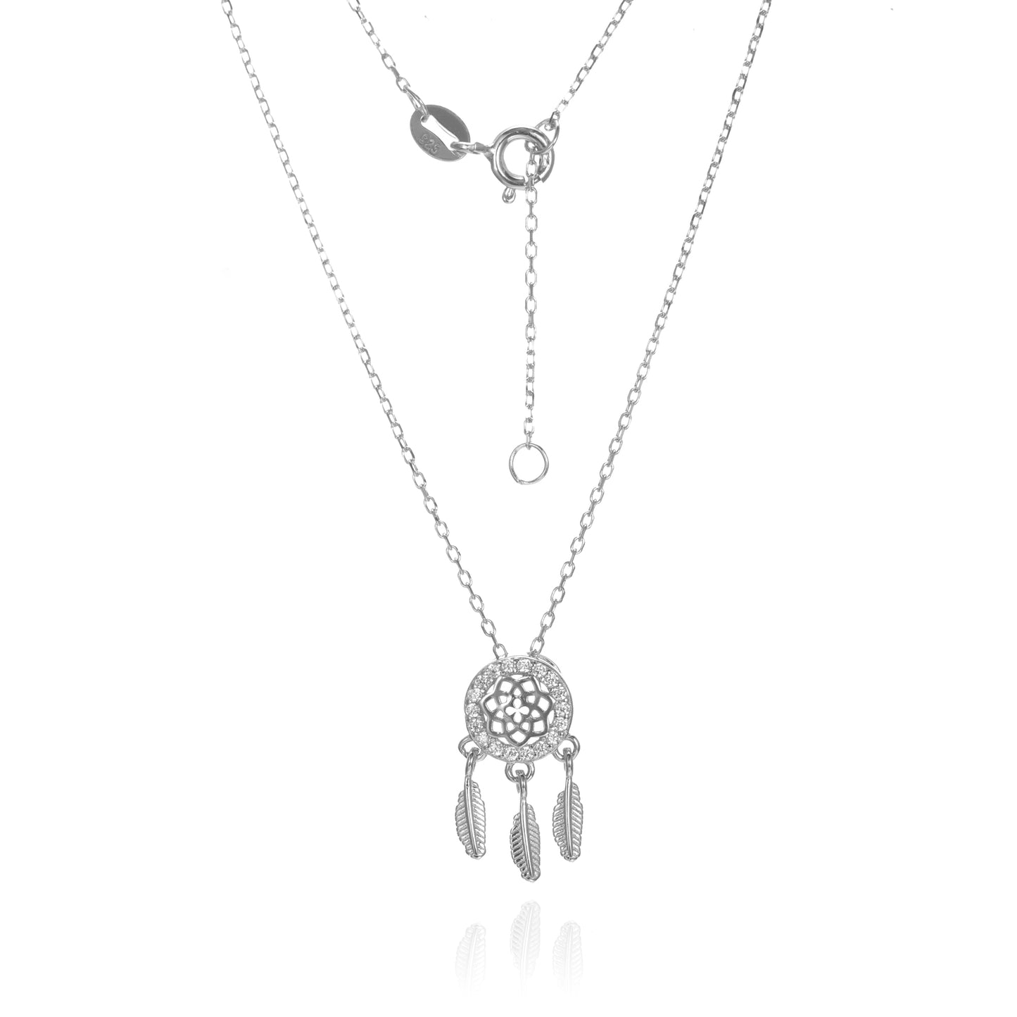 Silver CZ Dream Catcher Necklace