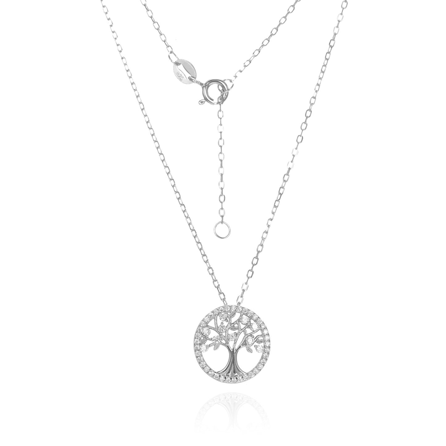 Silver CZ Tree of Life Necklace