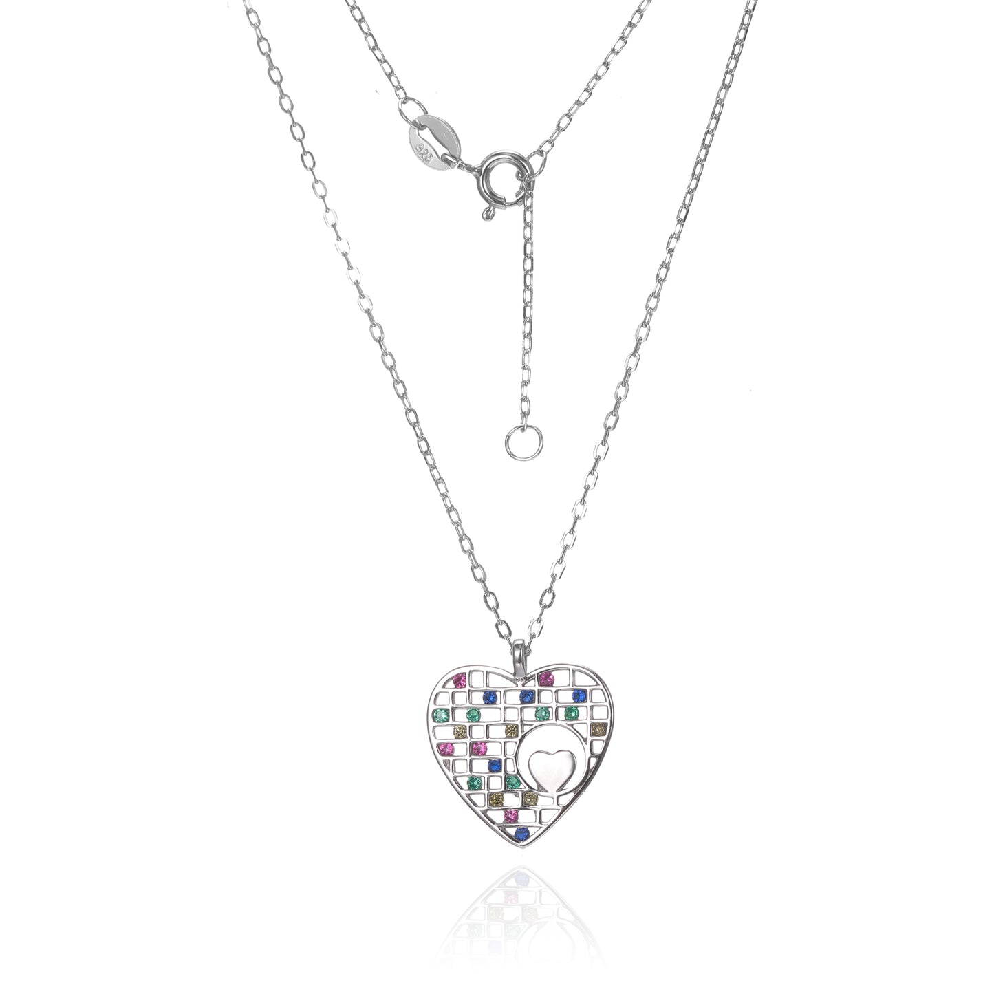 Silver CZ Heart Necklace