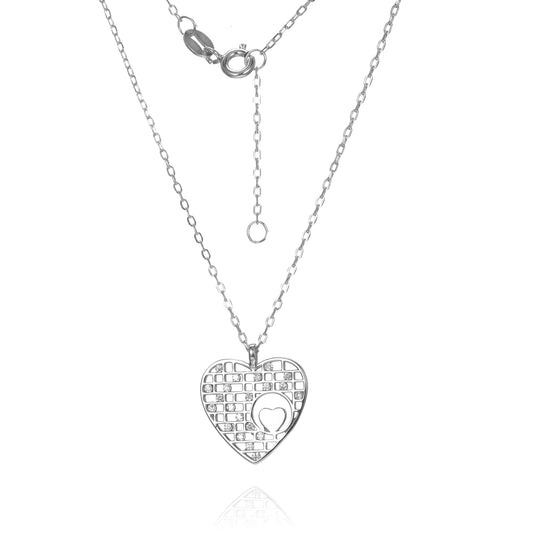 Silver CZ Heart Necklace