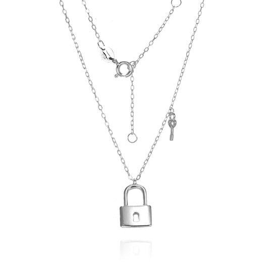 Silver Lock and Key Necklace