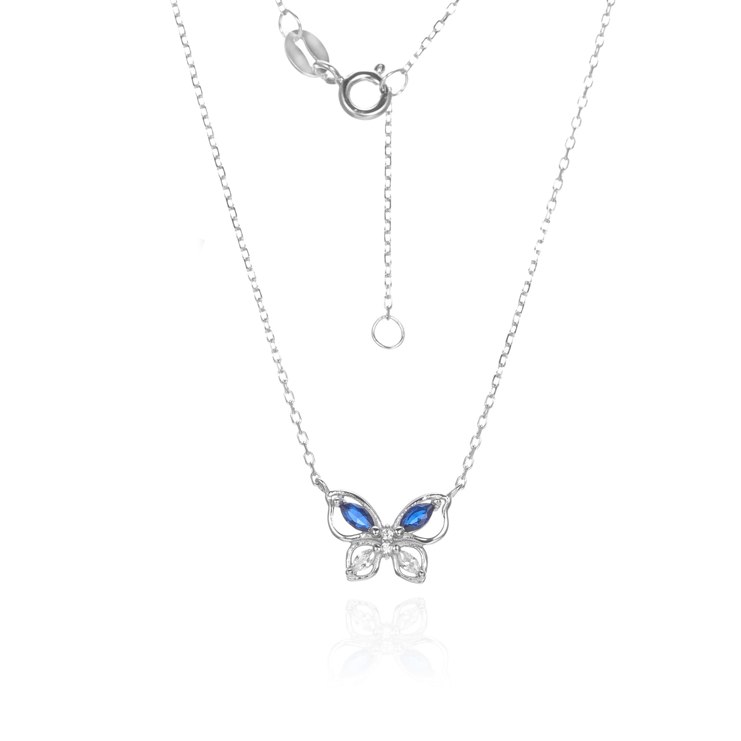 Silver CZ Butterfly Necklace