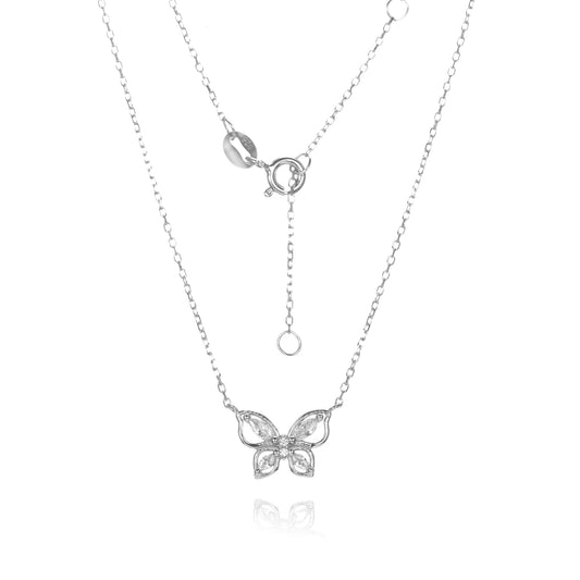 Silver CZ Butterfly Necklace