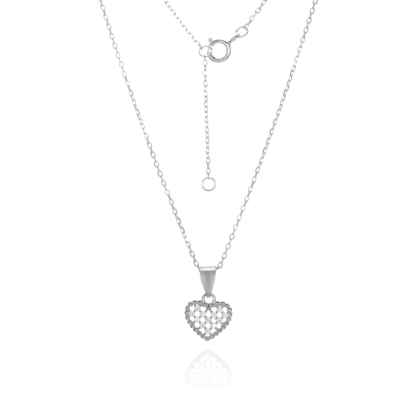 Silver CZ Heart Necklace