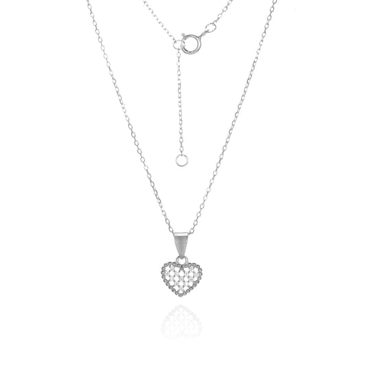 Silver CZ Heart Necklace