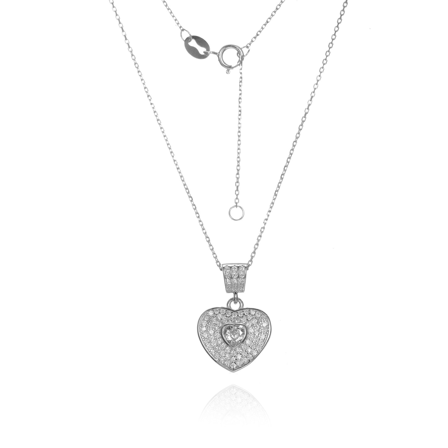 Silver CZ Heart Necklace