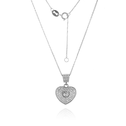 Silver CZ Heart Necklace