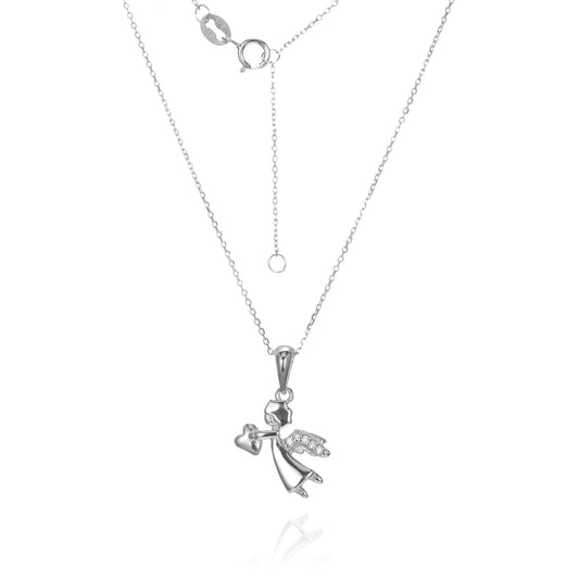 Silver CZ Angel Necklace