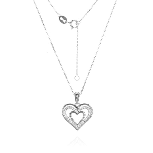 Silver CZ Heart Necklace