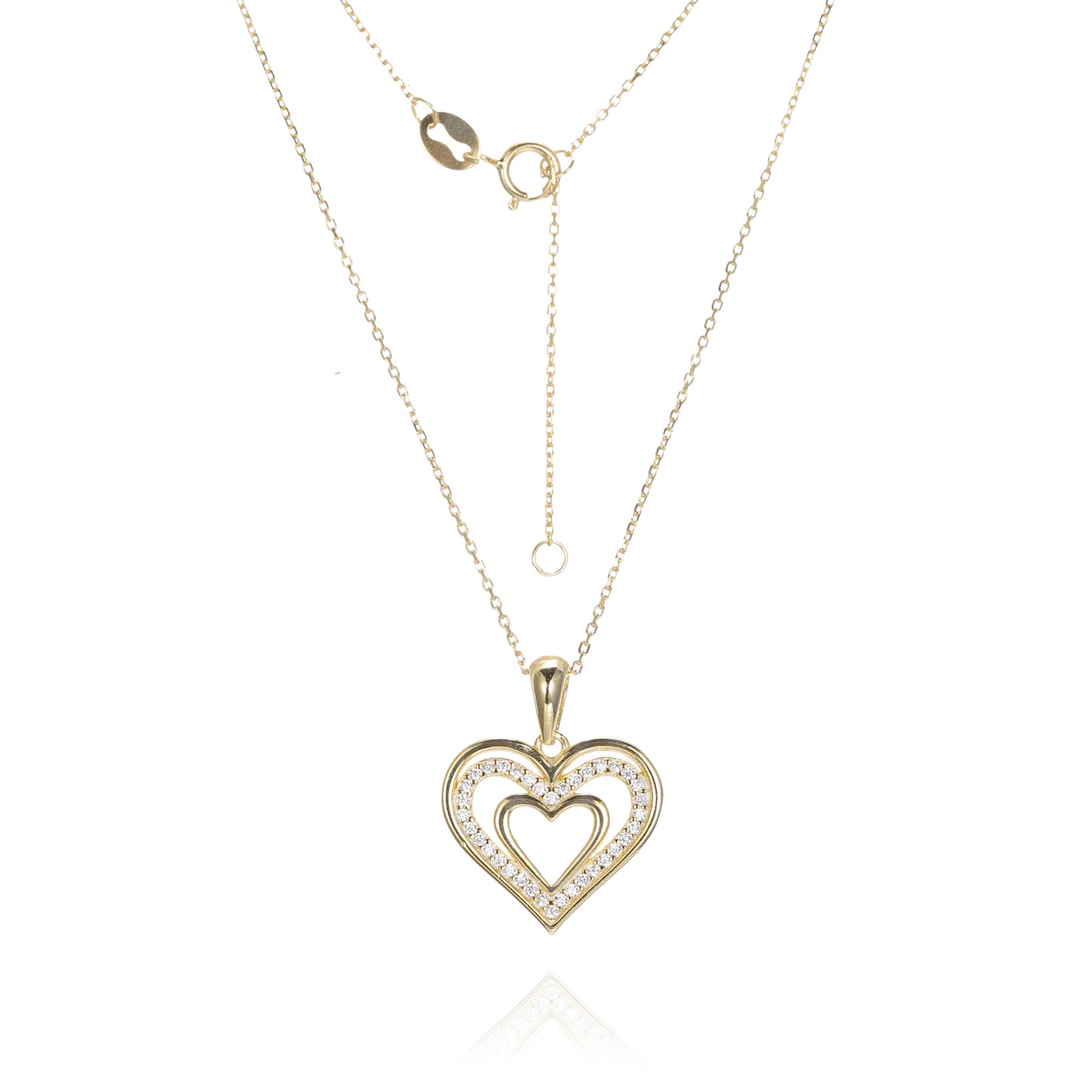 Silver CZ Heart Necklace