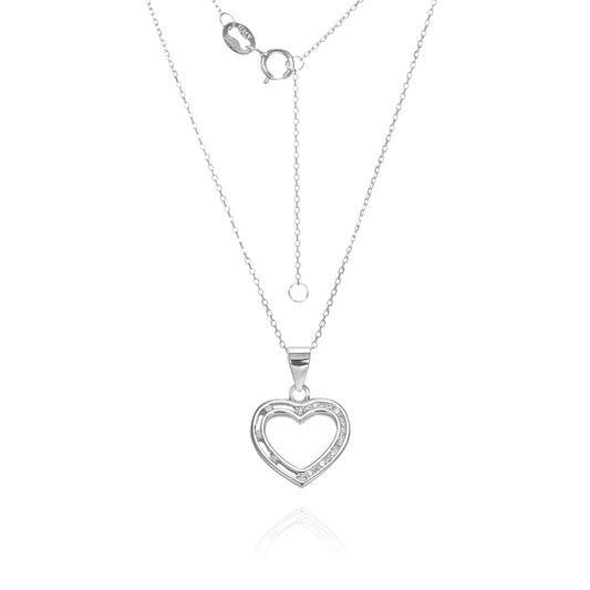 Silver CZ Heart Necklace