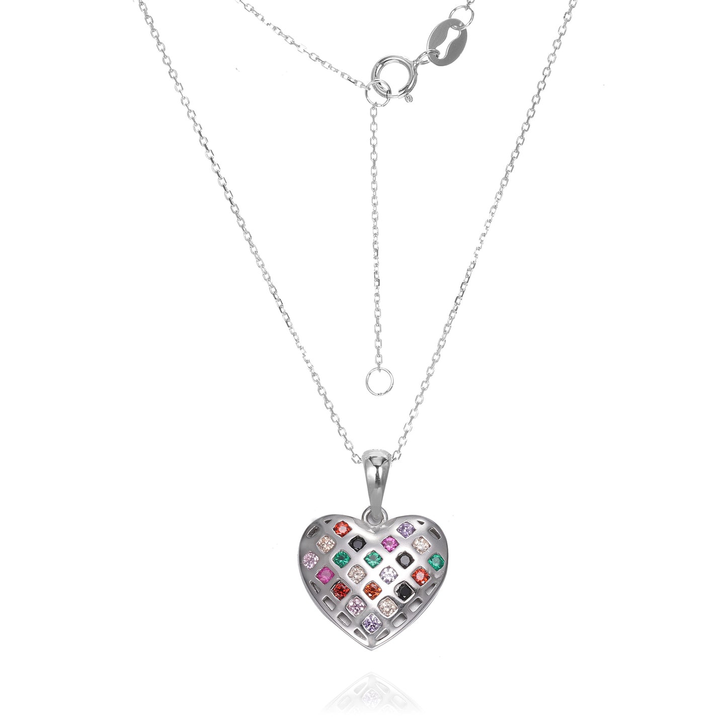 Silver CZ Heart Necklace