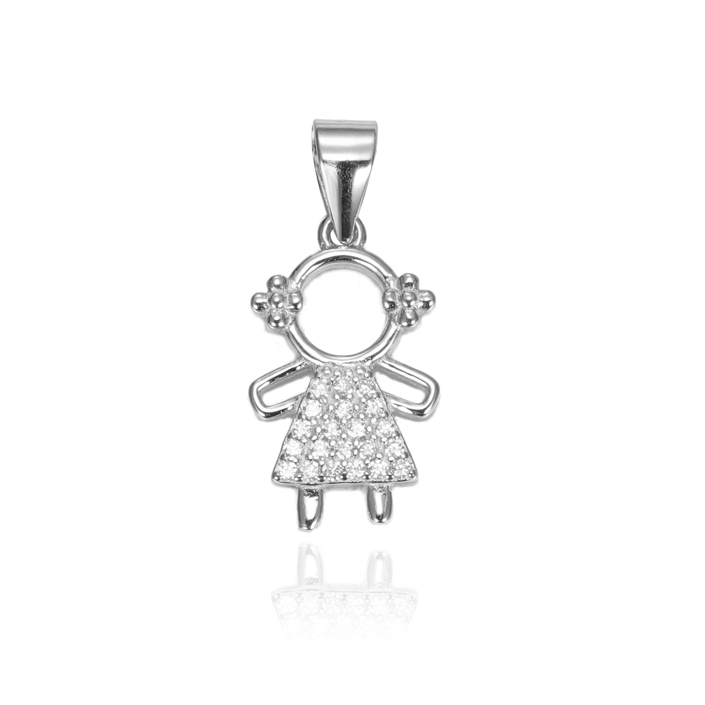 Silver CZ Girl Pendant