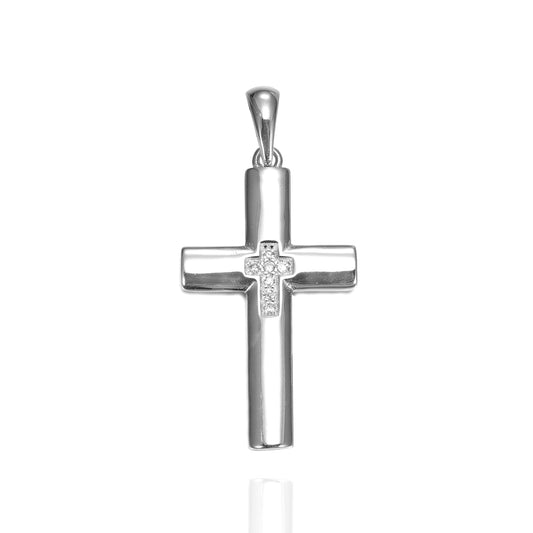 Silver CZ Cross Pendant