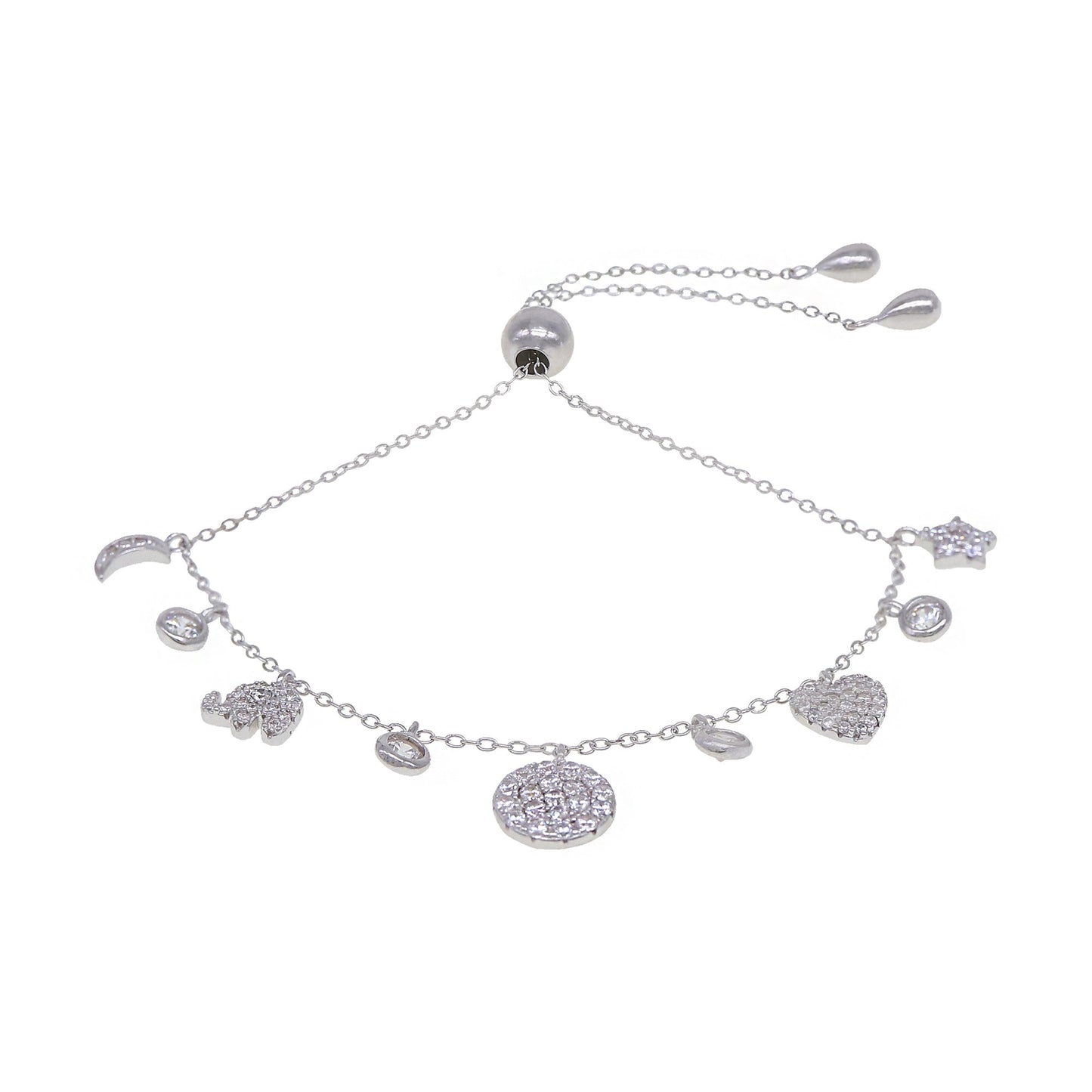 Silver Dangled Charms Bracelet