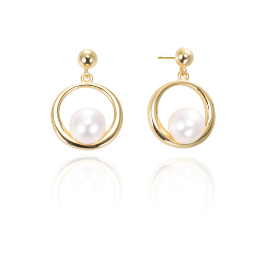 Silver Pearl Stud Earrings