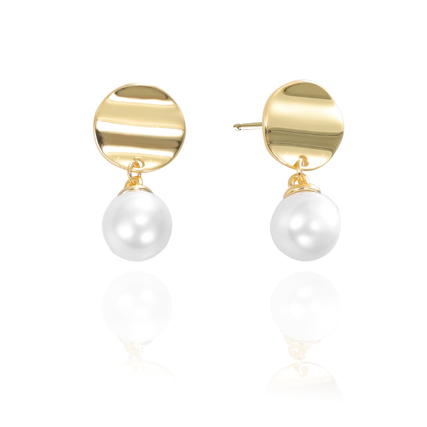 Silver Pearl Drop Stud Earrings