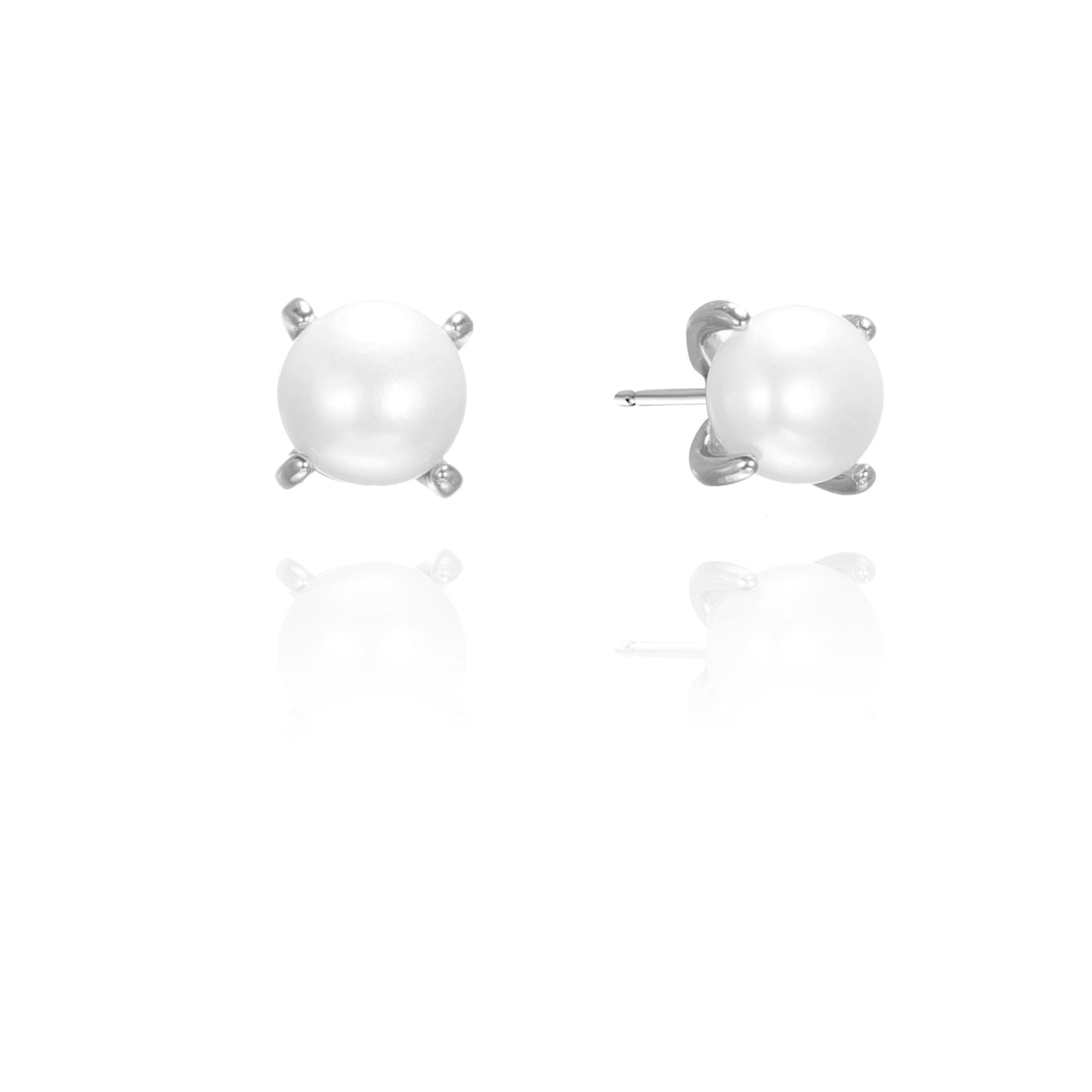 Silver Pearl Stud Earrings