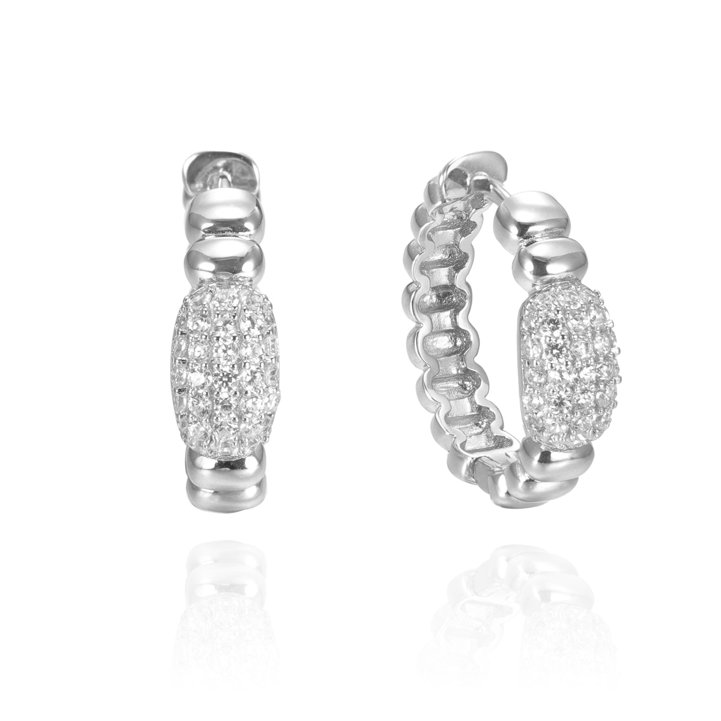 Silver CZ Huggie Earrings