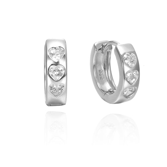 Silver CZ Huggie Earrings