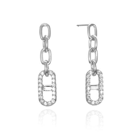 Silver CZ Drop Earrings