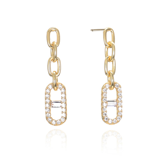 Silver CZ Drop Earrings