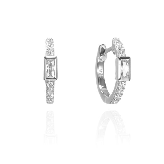 Silver CZ Huggie Earrings