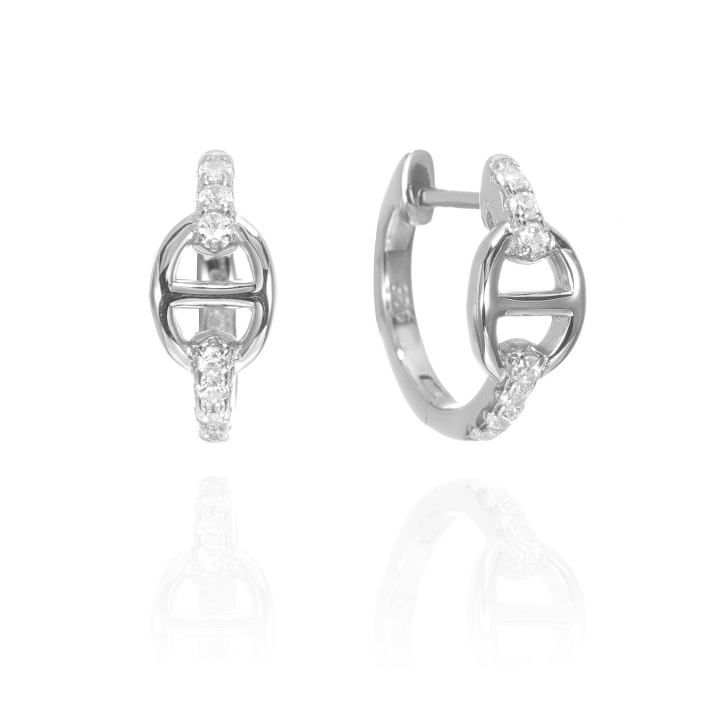 Silver CZ Huggie Earrings