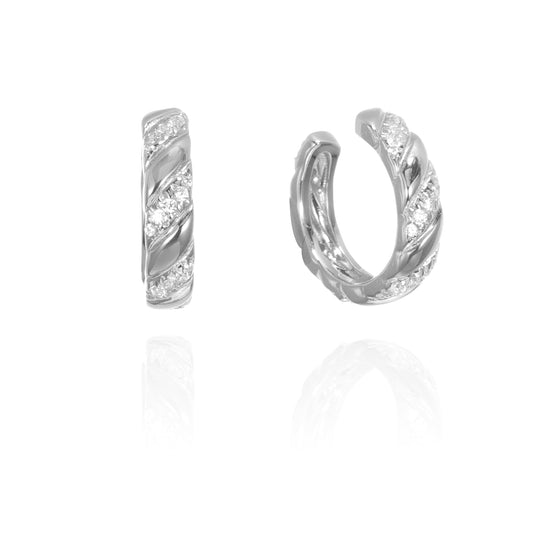 Silver CZ Cuff Earrings