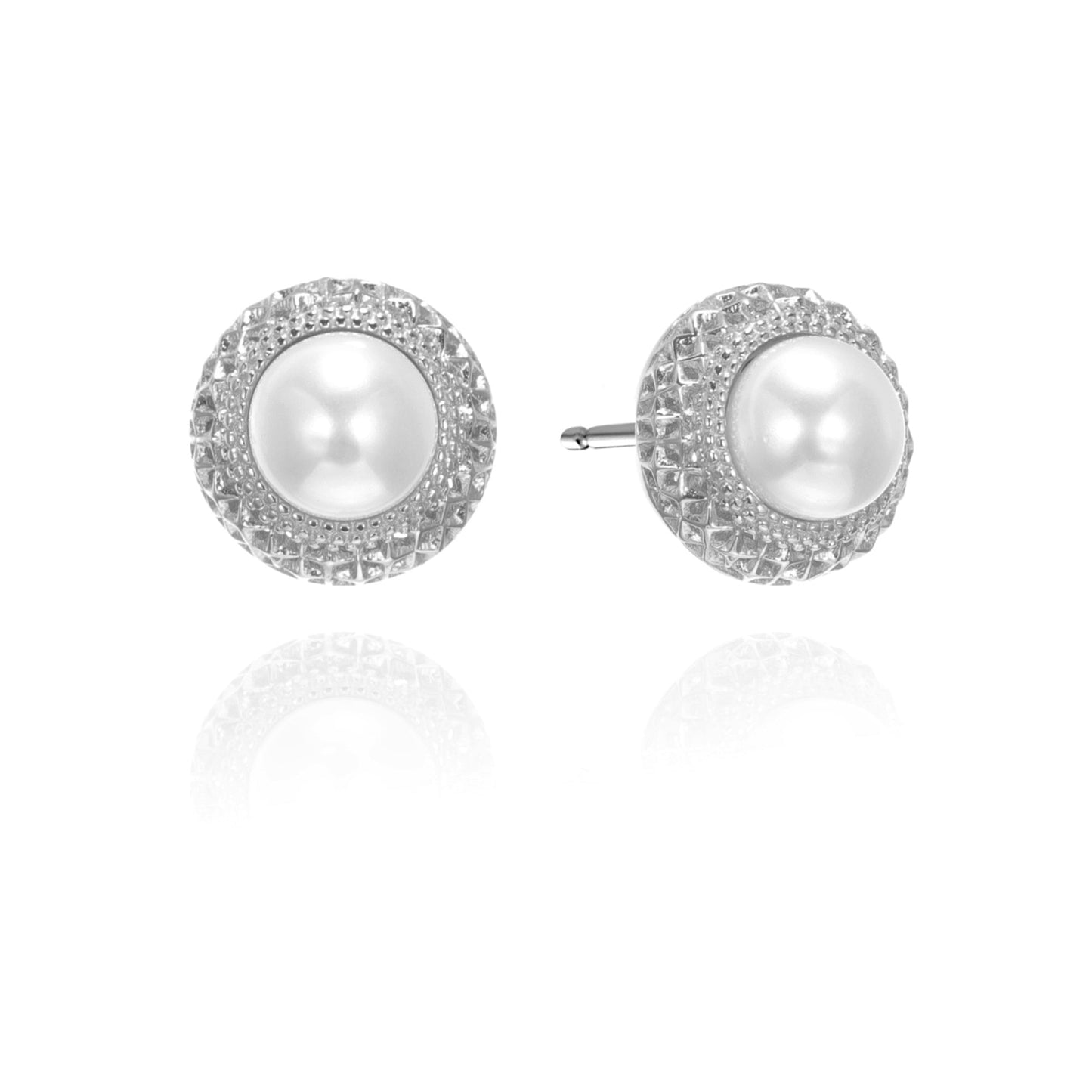 Silver Pearl Stud Earrings