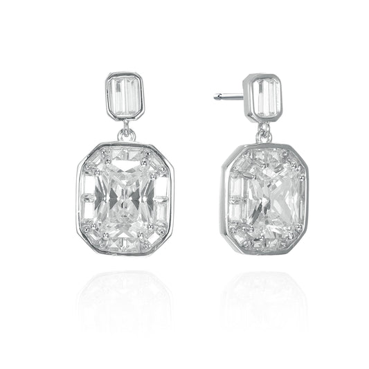 Silver CZ Drop Earrings