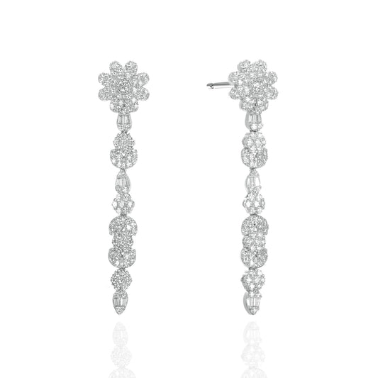 Silver CZ Drop Stud Earrings