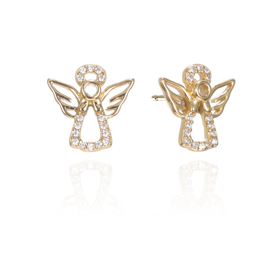 Silver CZ Angel Stud Earrings