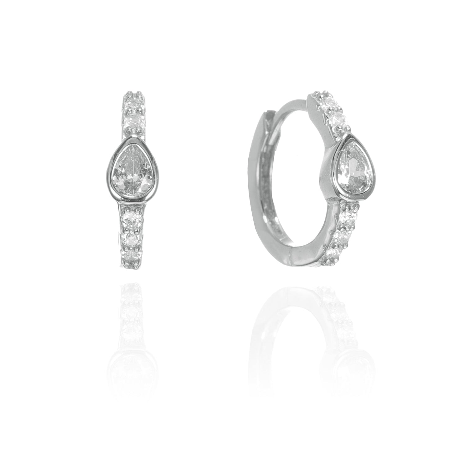 Silver CZ Huggie Earrings