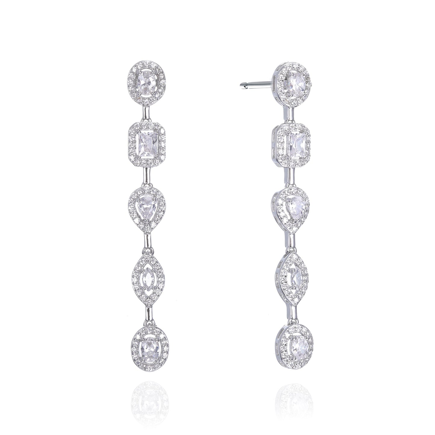 Silver CZ Mulit Shape Stud Earrings