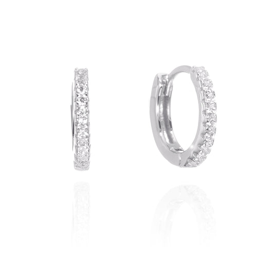 Silver CZ Huggie Earrings