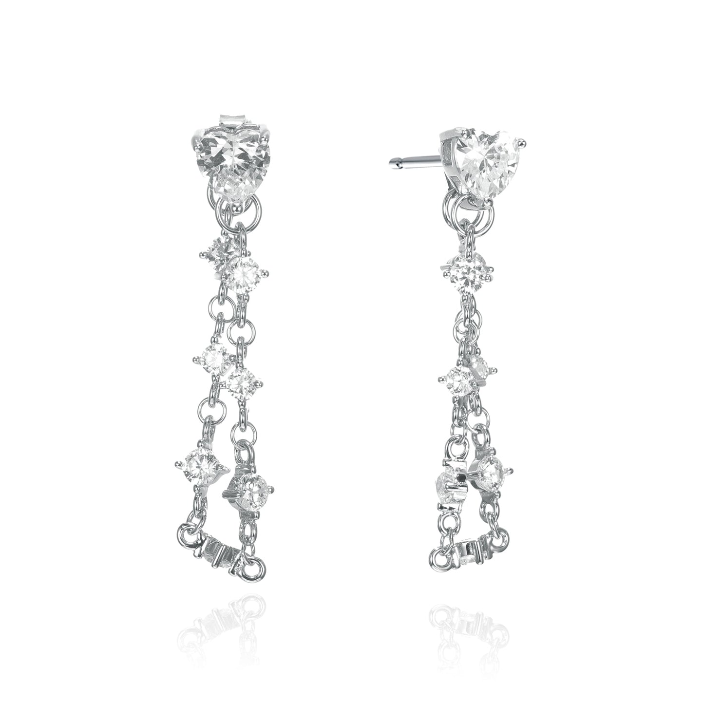 Silver CZ Drop Earrings