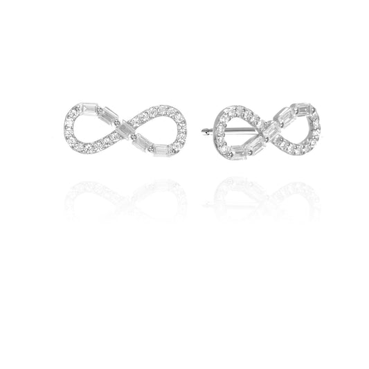 Silver CZ Infinity  Stud Earrings