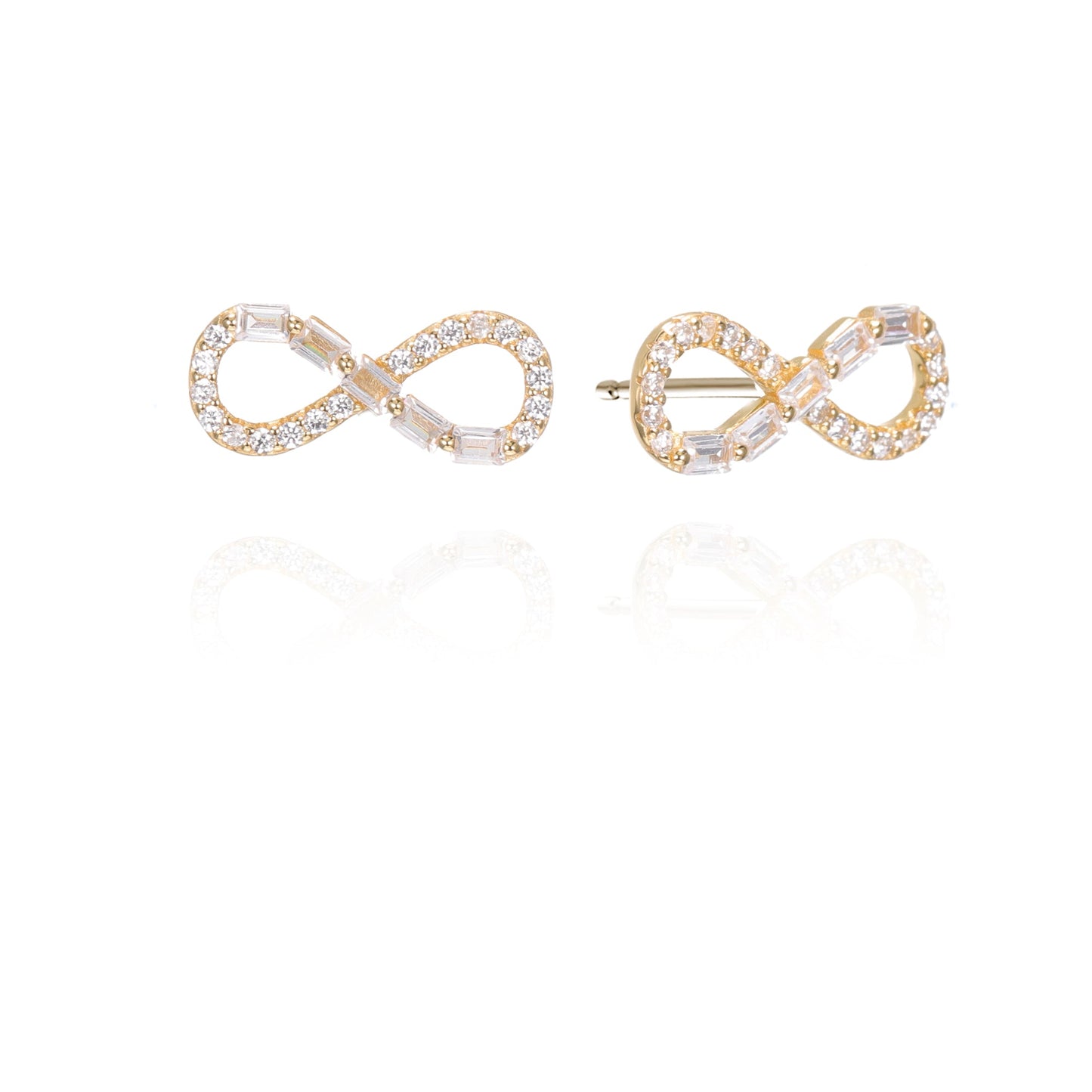 Silver CZ Infinity  Stud Earrings