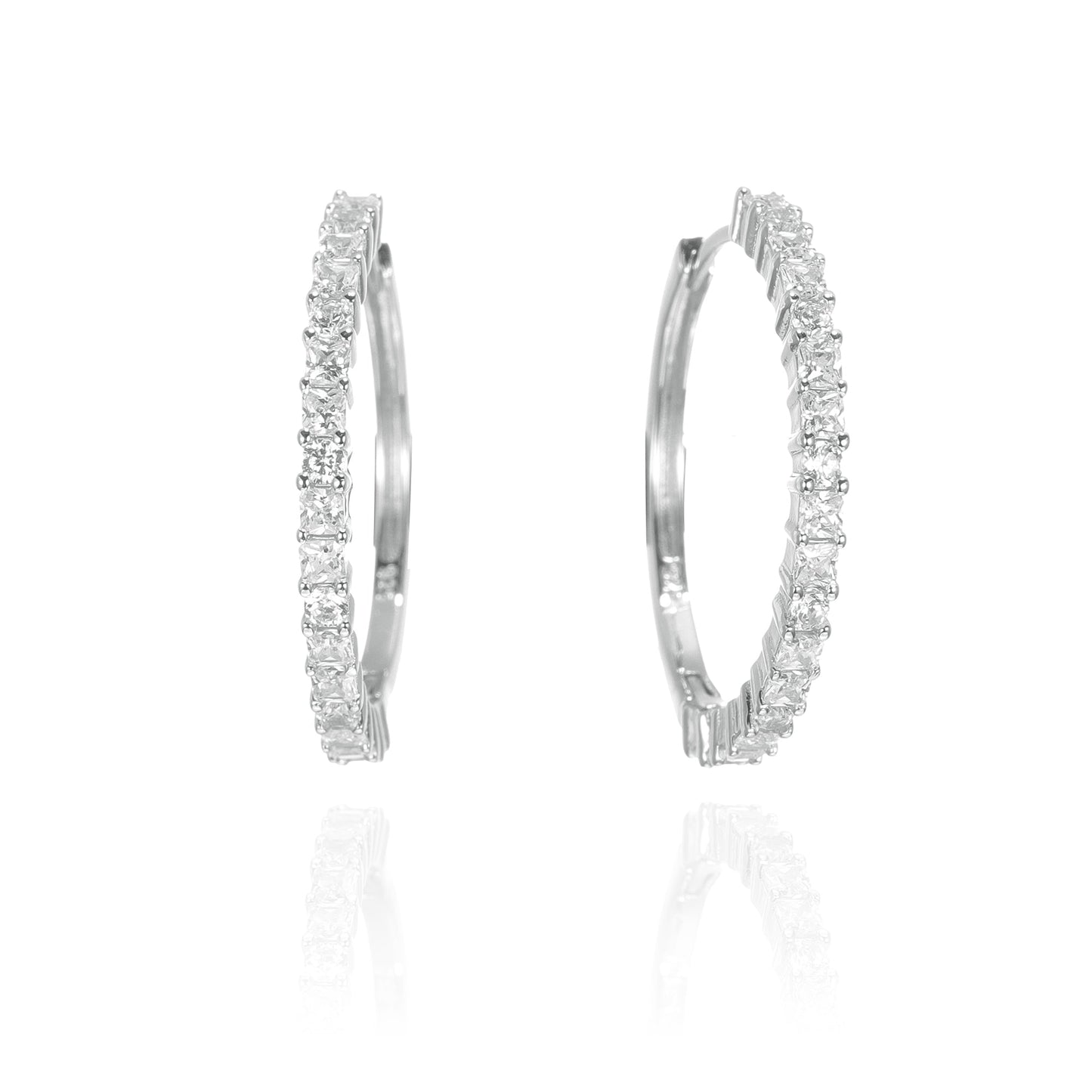 Silver CZ Huggie Earrings