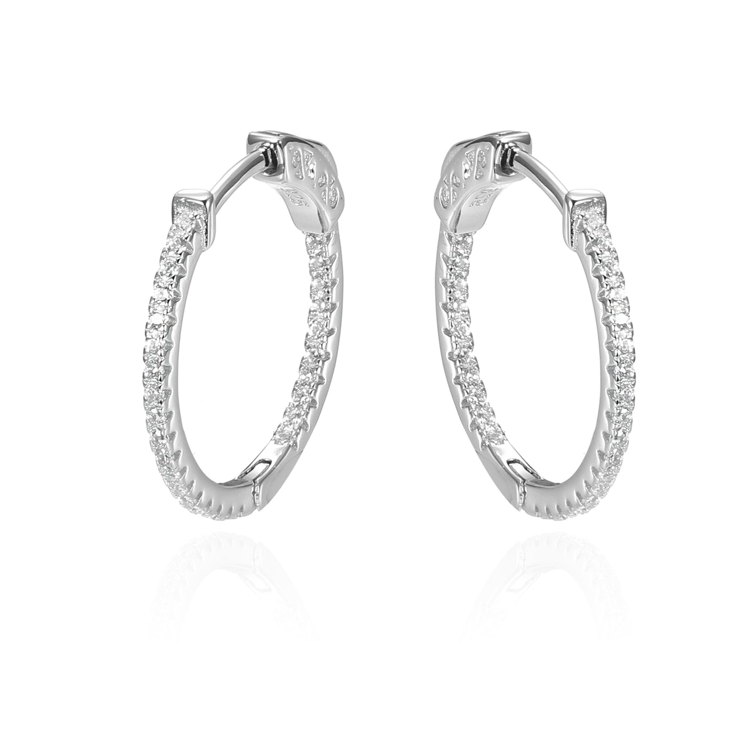 Silver CZ Inside Out Hoop Earring