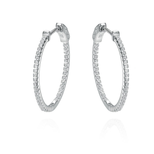 Silver CZ Inside Out Hoop Earrings