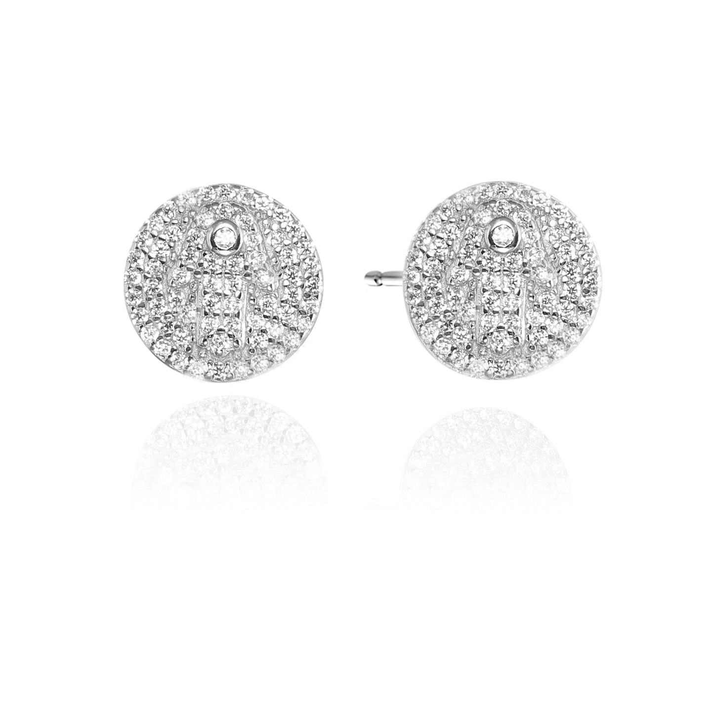 Silver CZ Hamsa Stud Earring