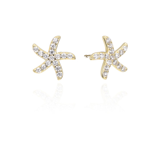 Silver CZ Star Fish Stud Earring