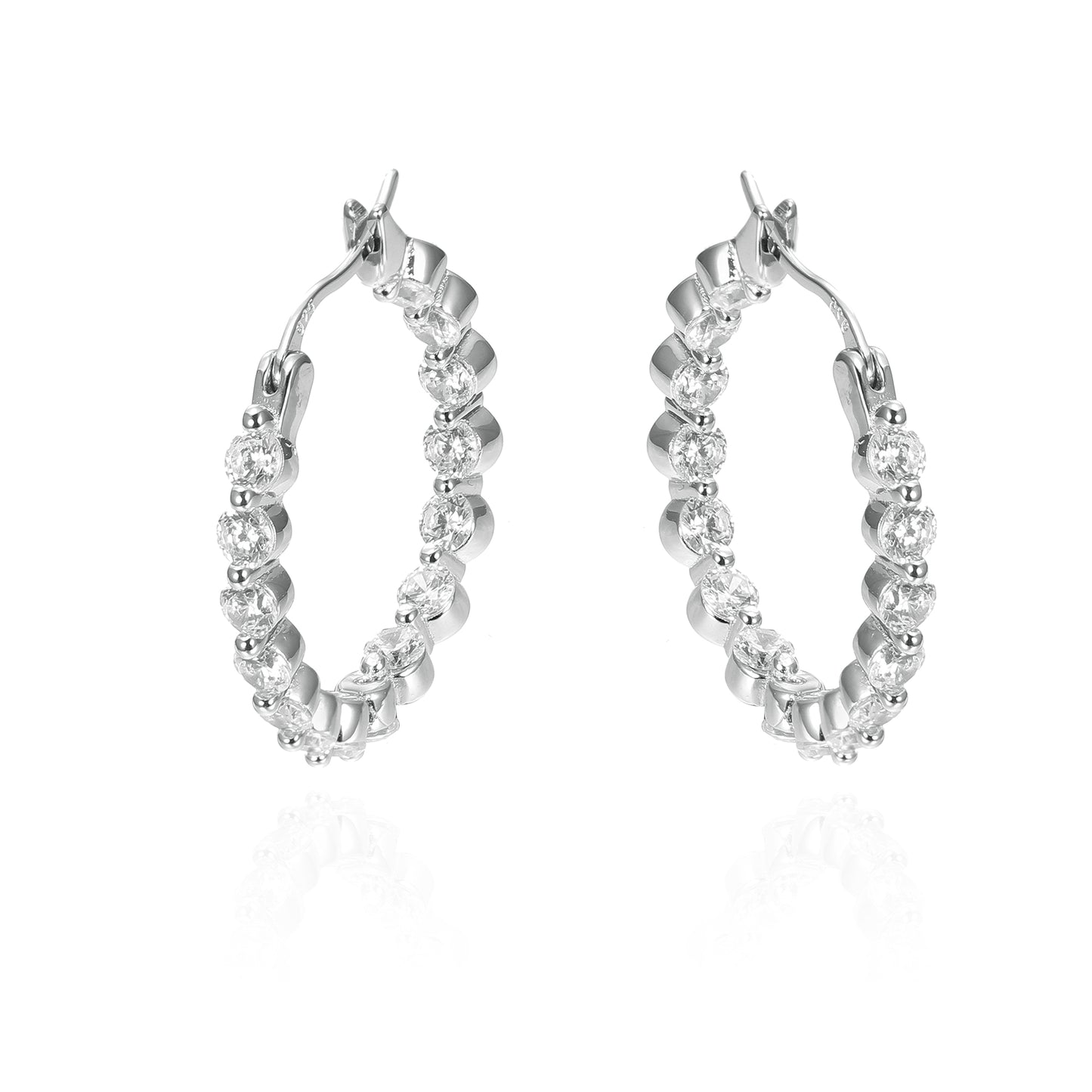 Silver CZ Inside-Out Hoop Earring